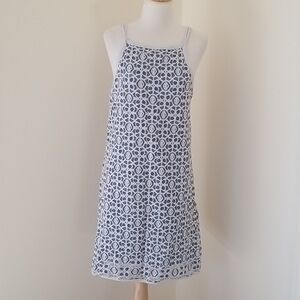 NWT! STUDIO M Size XL Blue with White Lace Dress